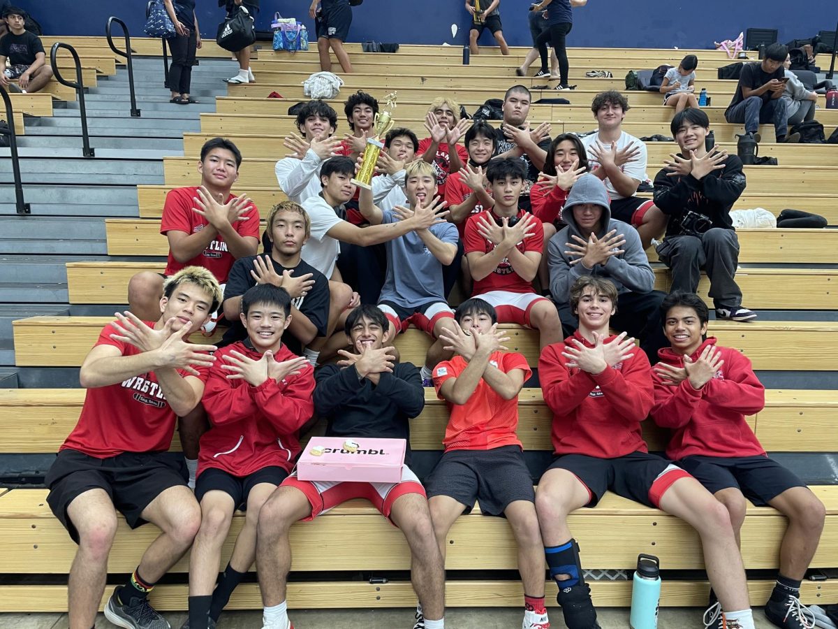 Kalani boys’ wrestling took 2nd place overall at the Hiram Palimo’o “Moanalua” Duals meet at Moanalua on Friday, Dec. 27 and Saturday, Dec. 28, 2024. Pictured: Luke Nakai, Ryder Tagami, Isaiah Torres, Koan Hotema, Devin Grune, Mason Nuttall, Daigo Tokunaga, Kason Cabrera, Syon Love, Colton Yamato, Trent Goshi, Navi Kageyama, Sal Viradi, Na’ale Chun, Gracesen Tecson, Tyler Musrasrik, Devin Kaya, Johnny Alapai, Dean Ikeda, David Summers, and Virgil Tam.  